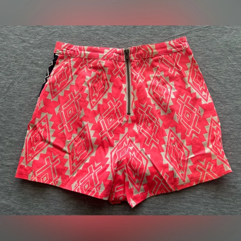 Flying Tomato neon Aztec print shorts women’s S zipper back cotton casual summer